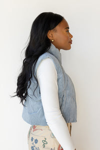 mode, cleo corduroy puffer vest