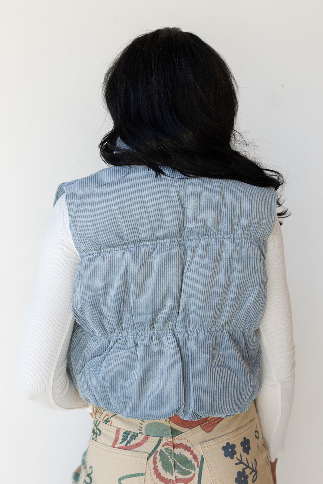 mode, cleo corduroy puffer vest