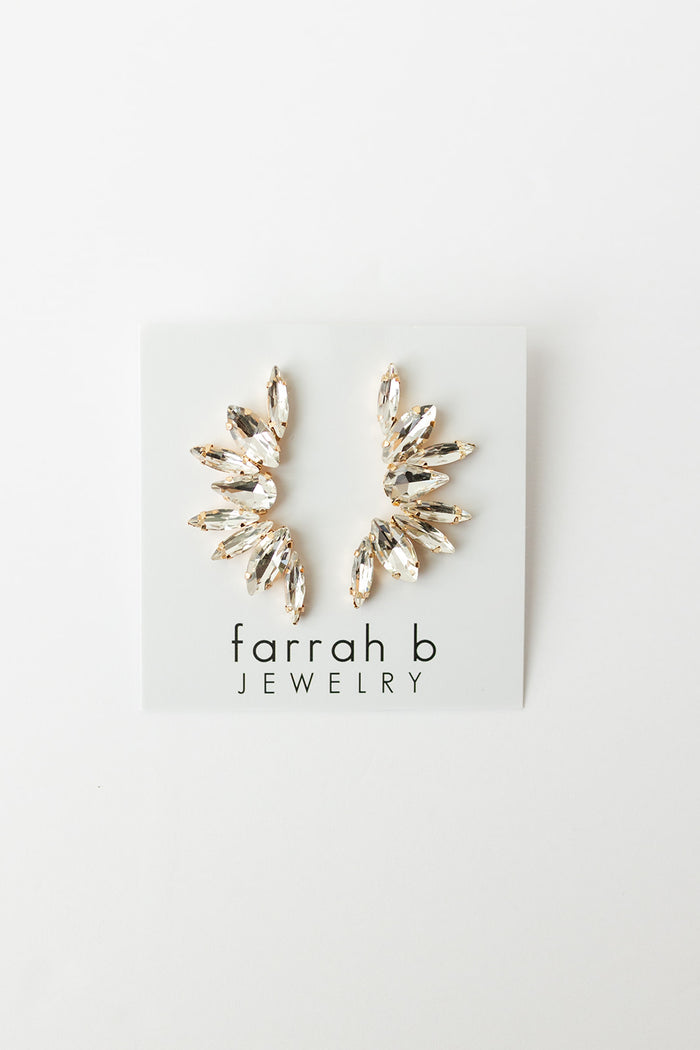 mode, old flame earrings, clear