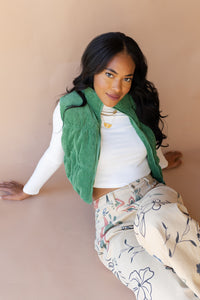 mode, cleo corduroy puffer vest
