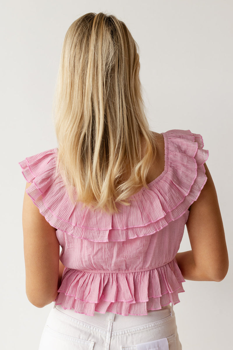mode, hadley ruffle top