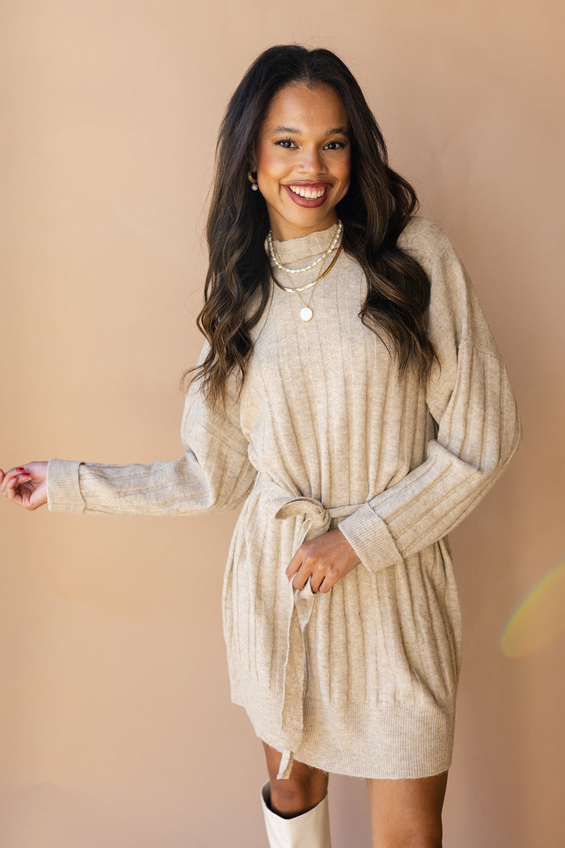 mode, cora mock neck sweater dress