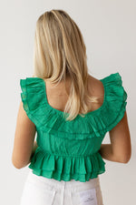 mode, hadley ruffle top