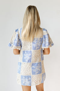 mode, carmine crochet mini dress