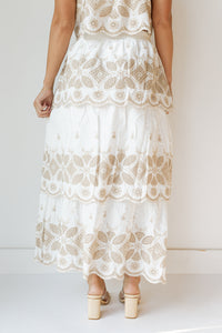 mode, lucia embroidery maxi skirt