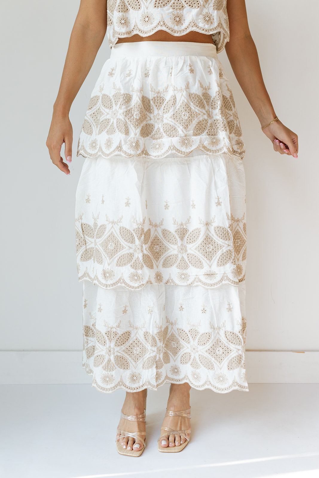 mode, lucia embroidery maxi skirt