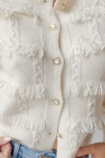 mode, mina fringe cardigan