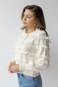 mode, mina fringe cardigan