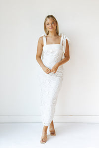 mode, kiss the bride midi dress