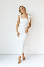 mode, kiss the bride midi dress