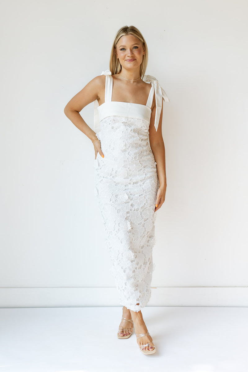mode, kiss the bride midi dress