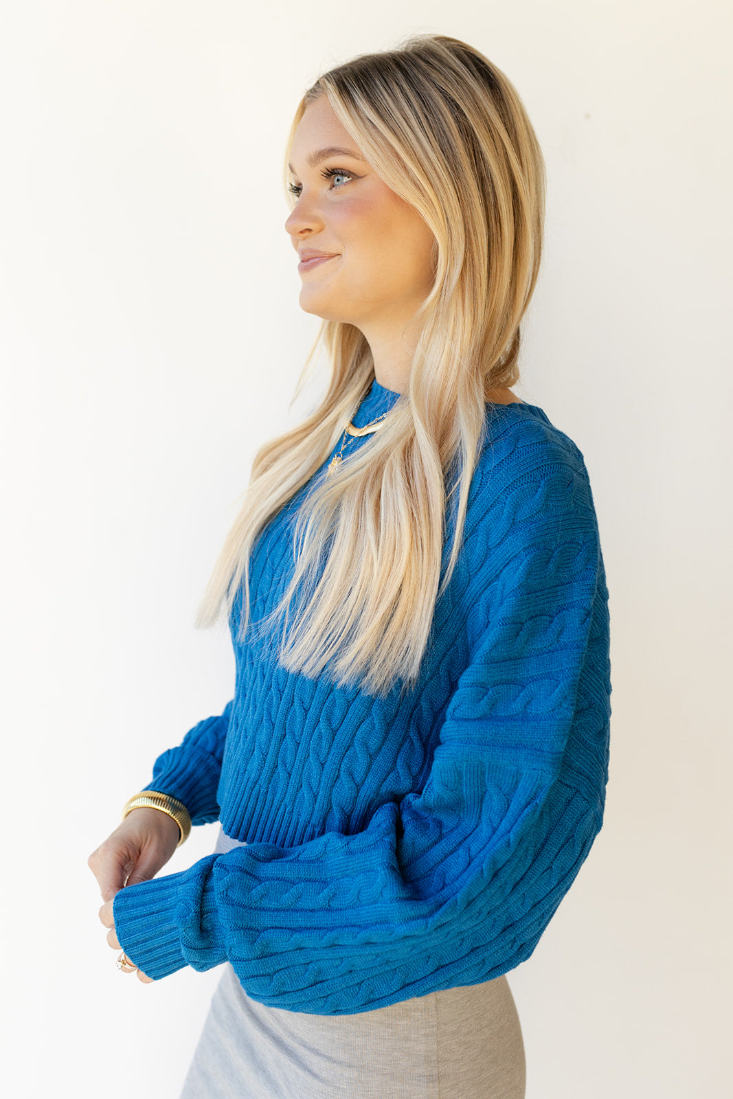 mode, andrea cableknit crop sweater