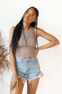 mode, taytum destroyed denim shorts