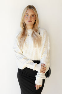 mode, andrea cableknit crop sweater