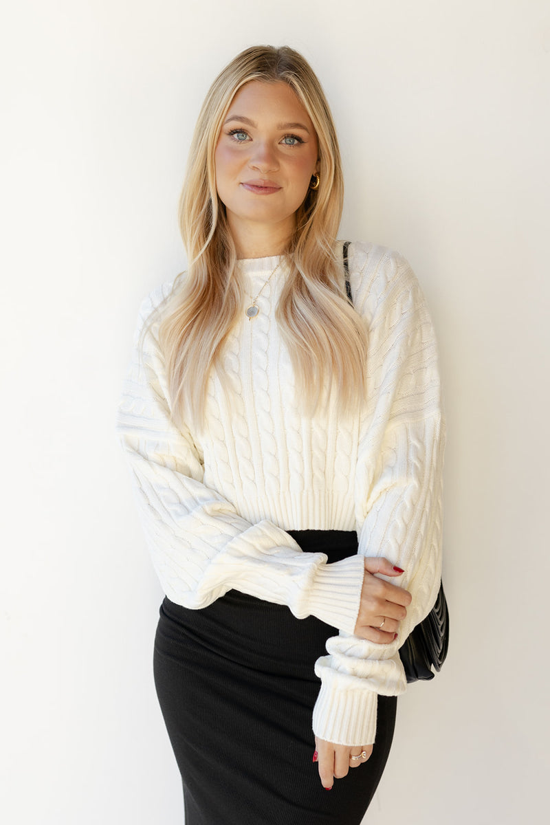 mode, andrea cableknit crop sweater