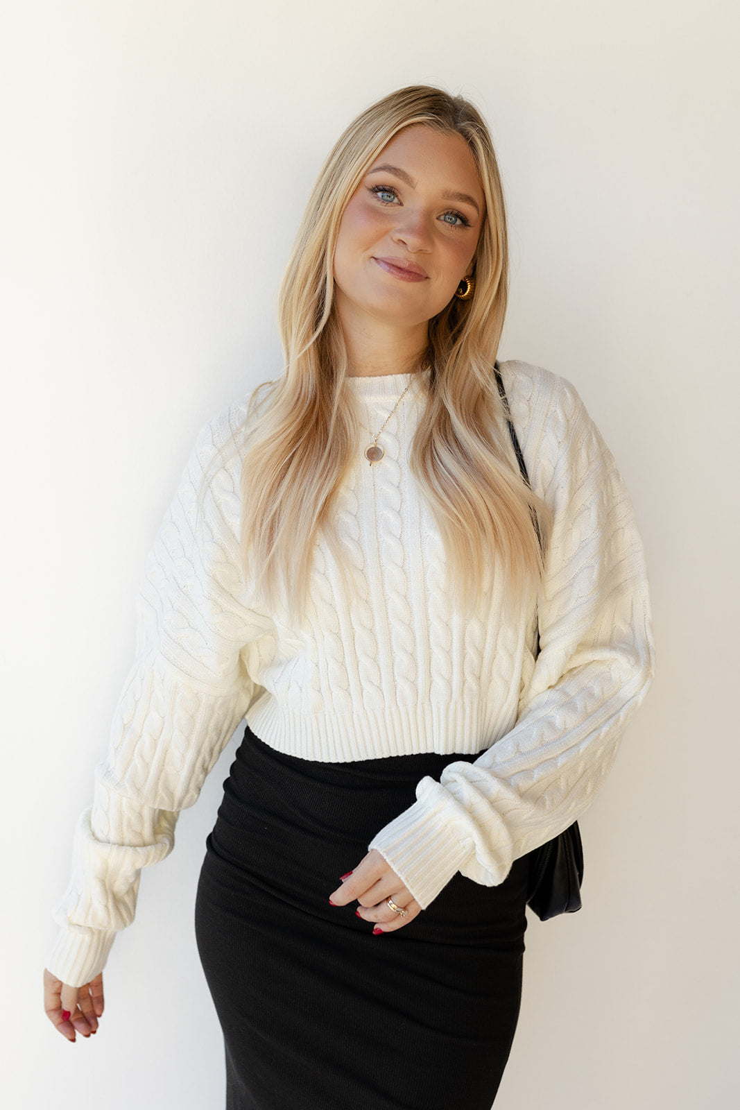 mode, andrea cableknit crop sweater