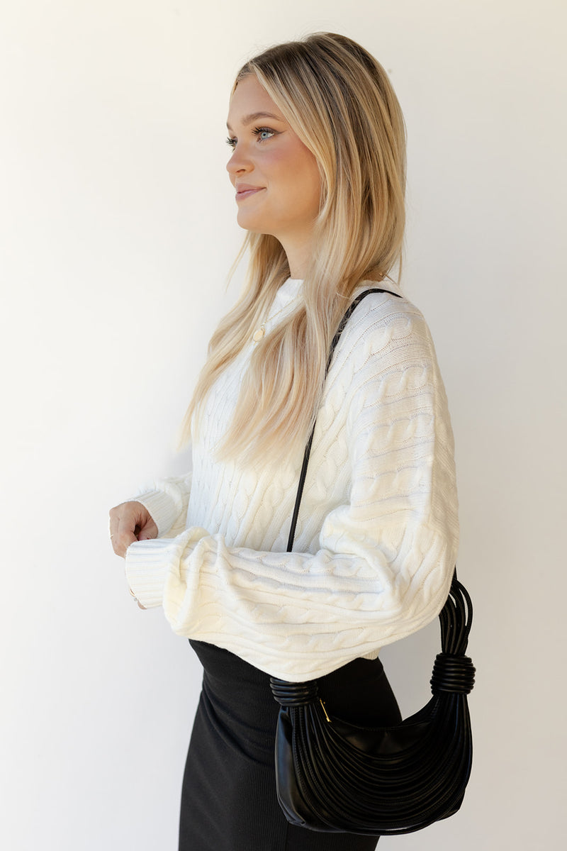 mode, andrea cableknit crop sweater