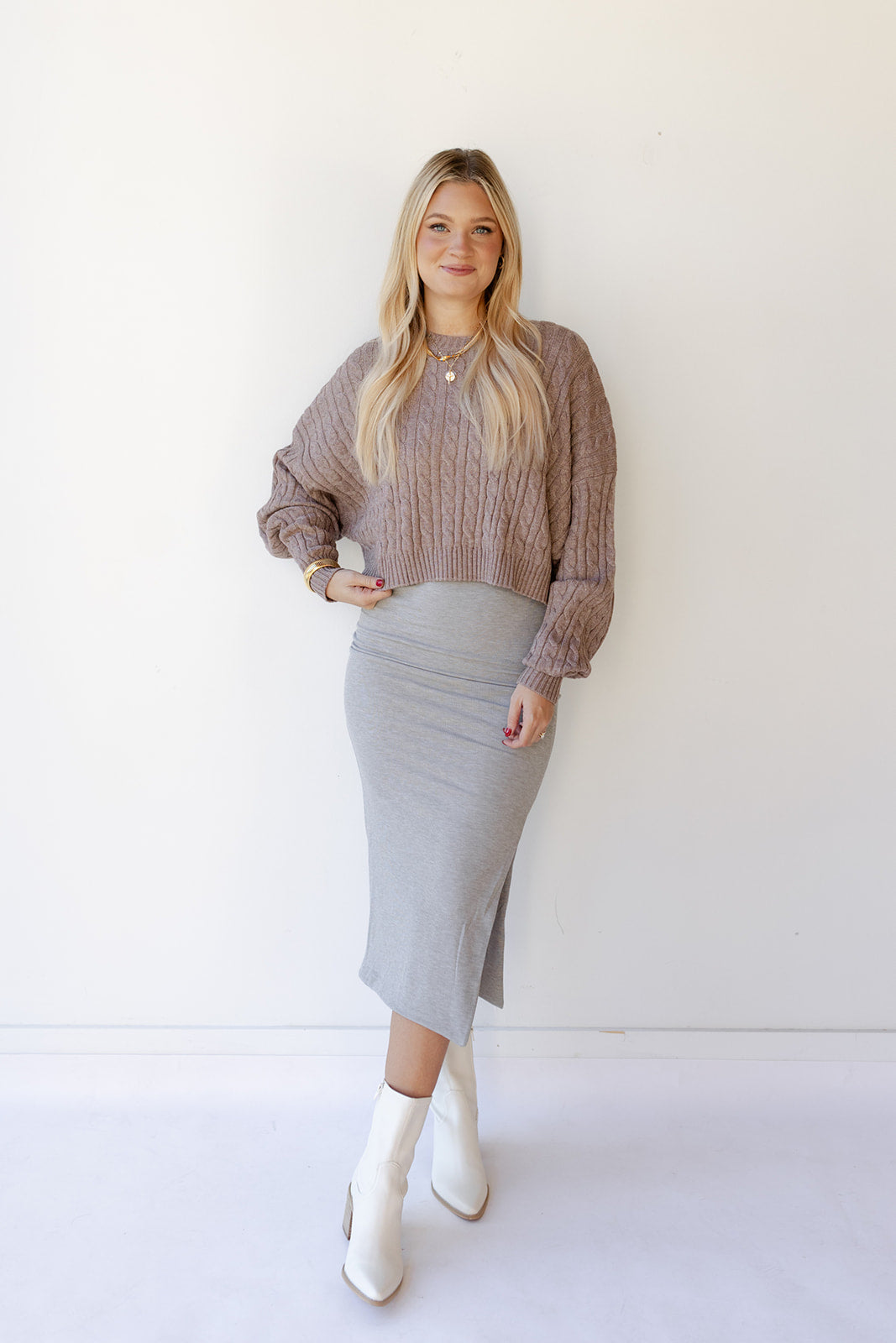 mode, andrea cableknit crop sweater