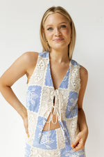 mode, carmine crochet tie vest