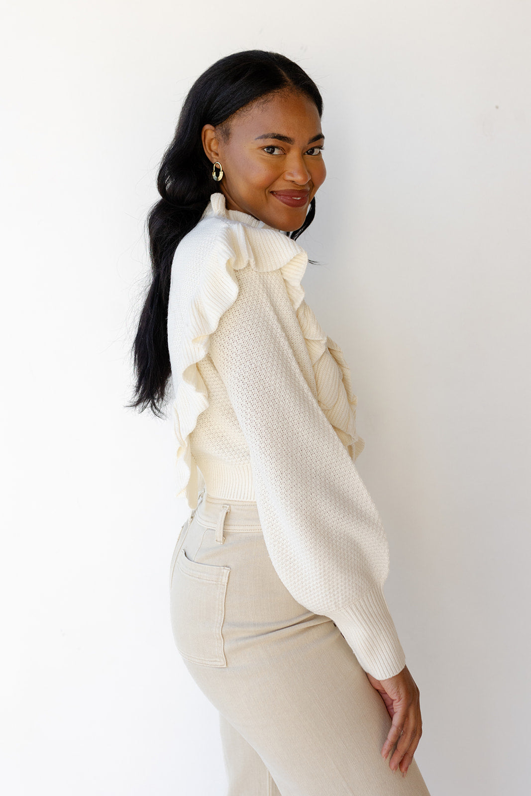 mode, romina ruffle sweater