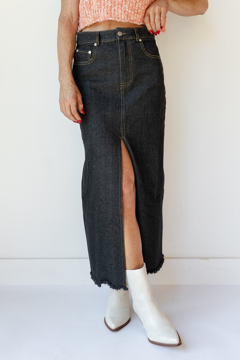 mode, mendoza denim skirt