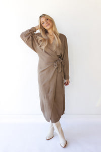 mode, rayne sweater wrap midi dress