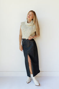 mode, mendoza denim skirt