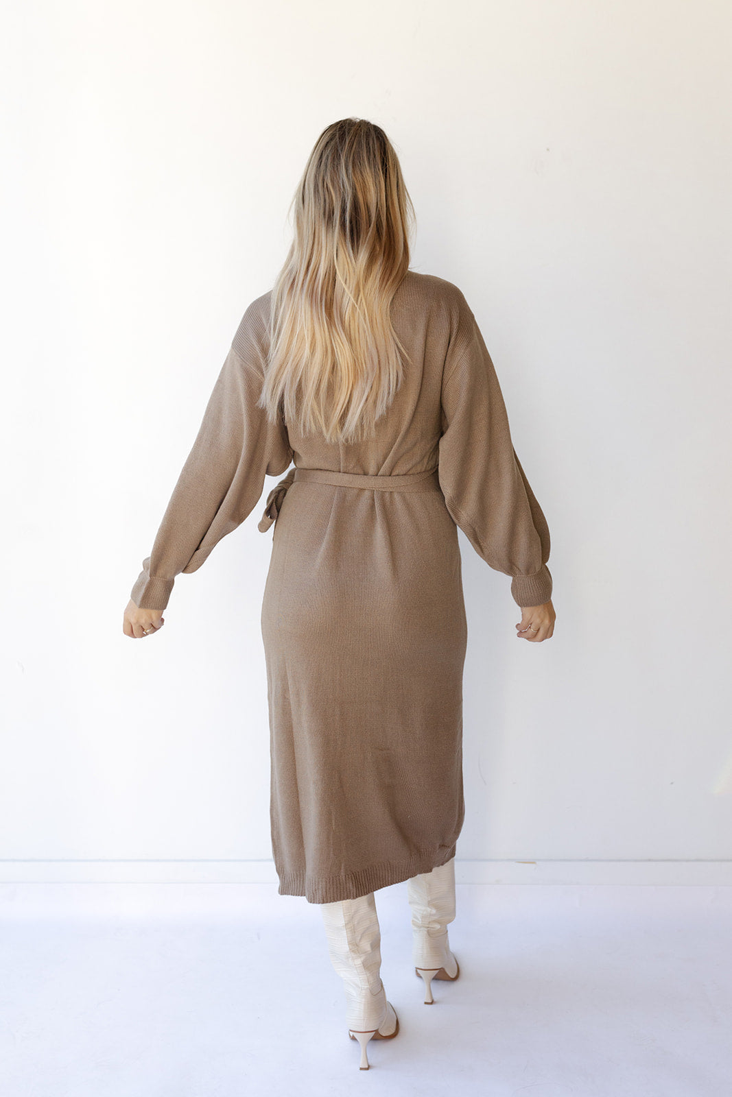 mode, rayne sweater wrap midi dress