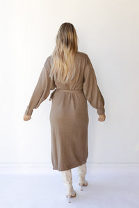 mode, rayne sweater wrap midi dress