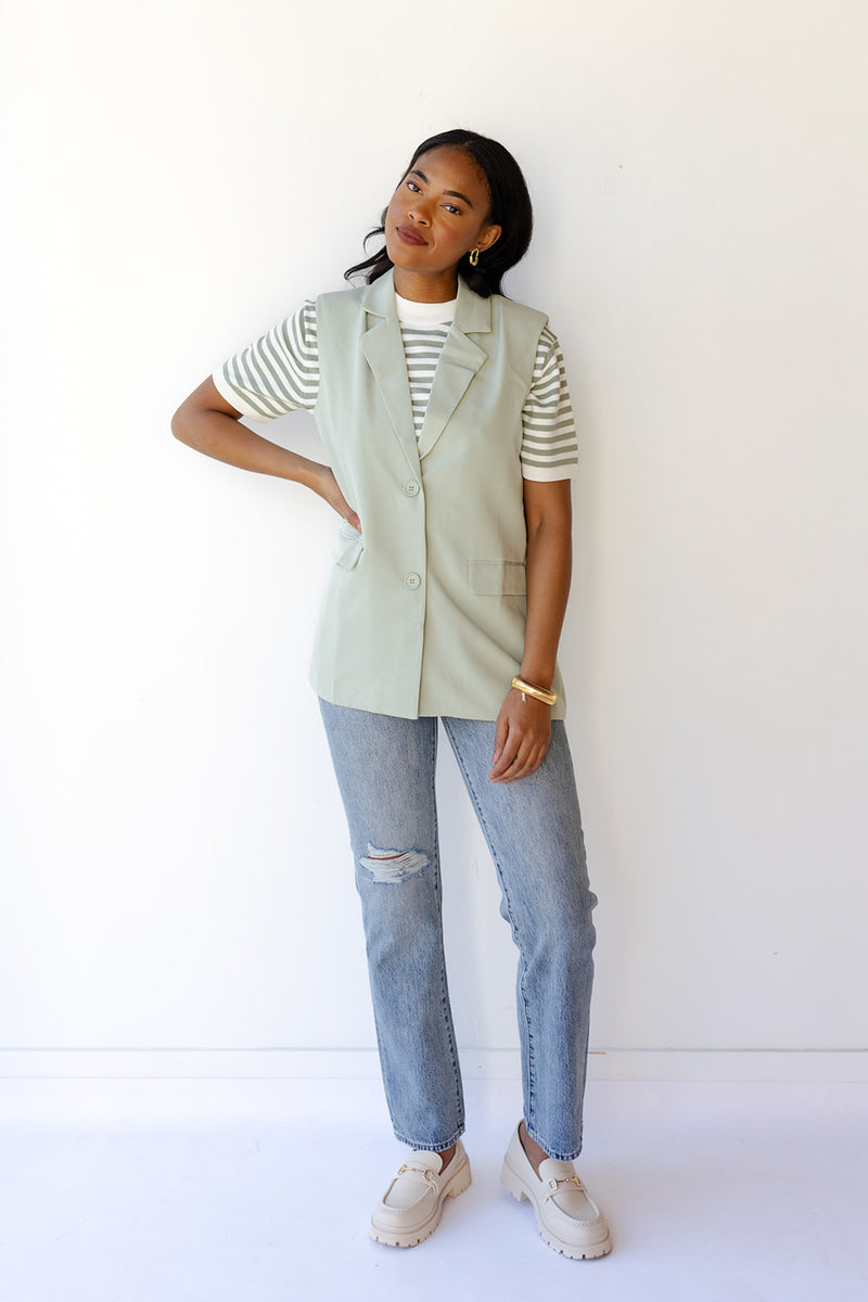 mode, saylor sleeveless blazer vest