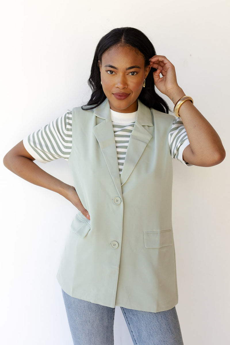 mode, saylor sleeveless blazer vest