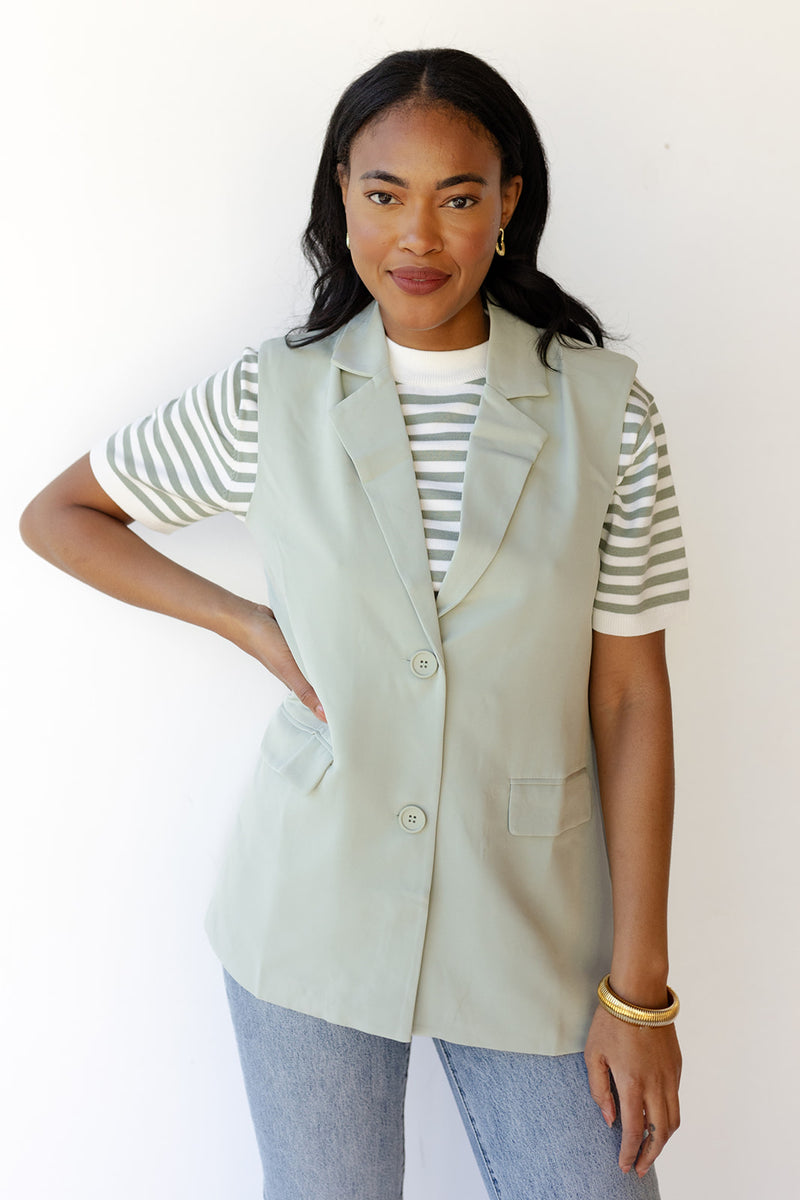 mode, saylor sleeveless blazer vest