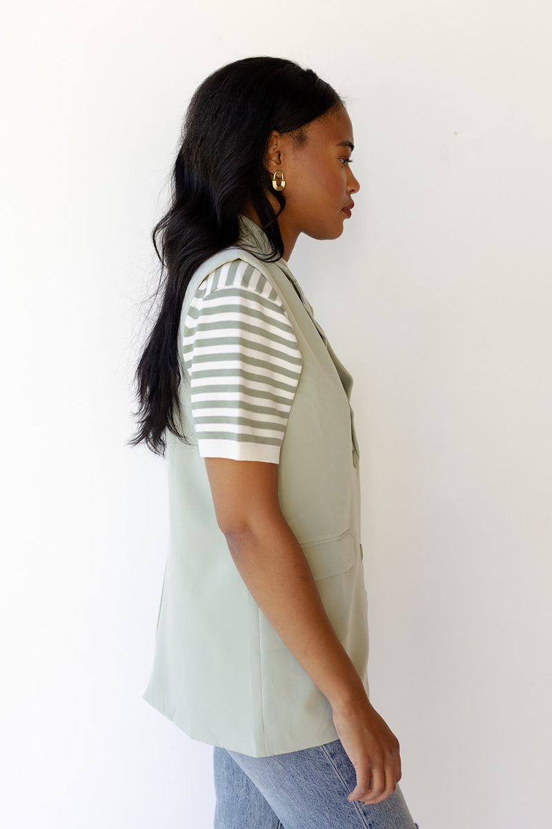 mode, saylor sleeveless blazer vest