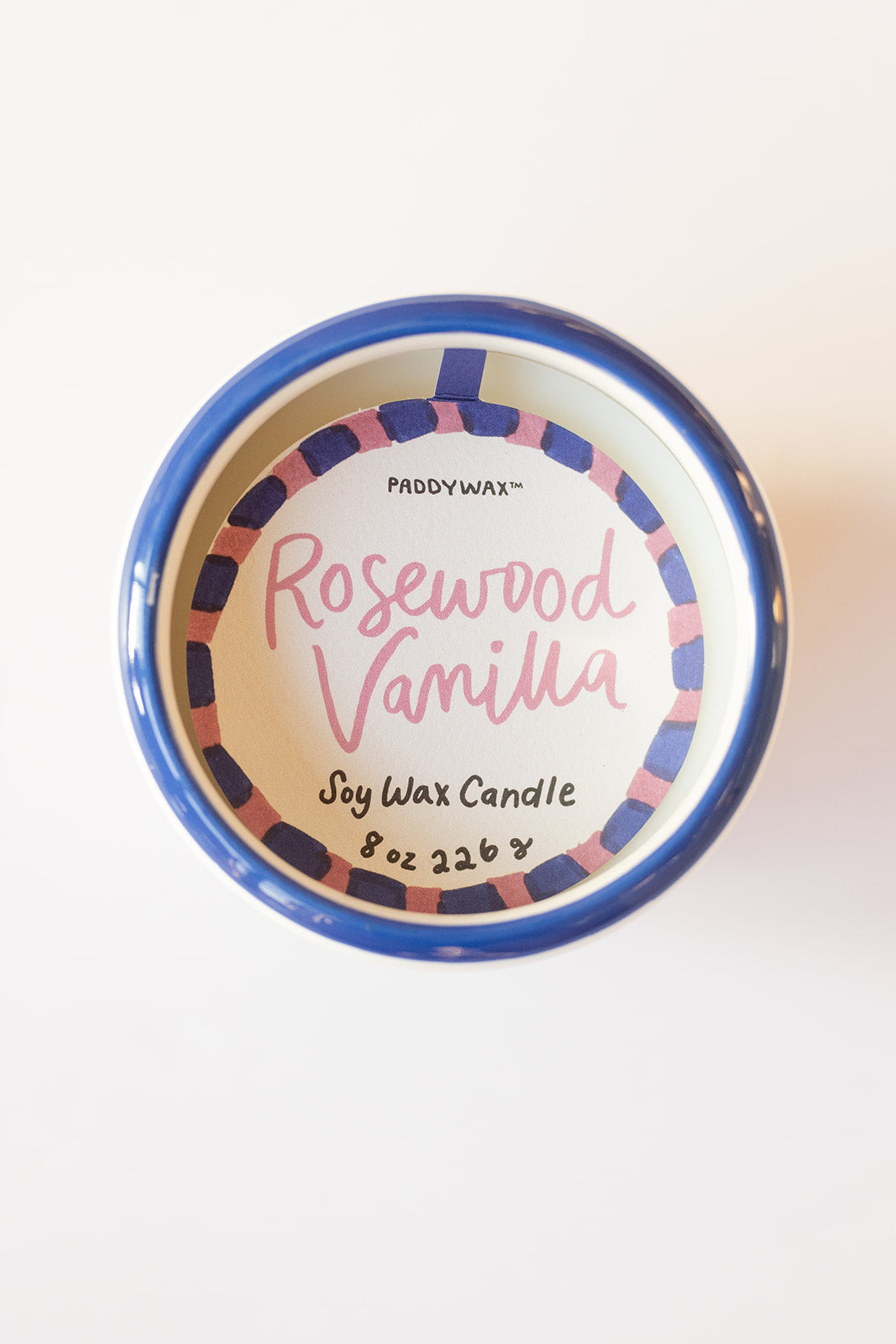 mode, hand painted candle, rosewood vanilla