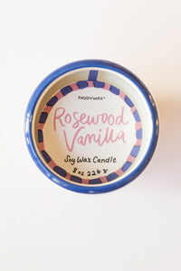 mode, hand painted candle, rosewood vanilla