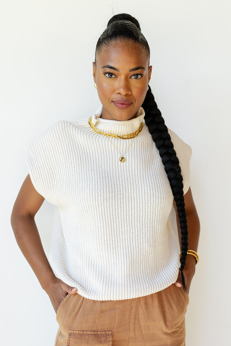 mode, simone power shoulder sweater