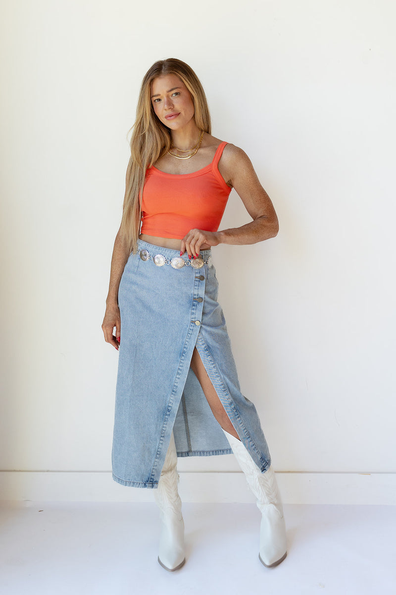 mode, quinn denim skirt