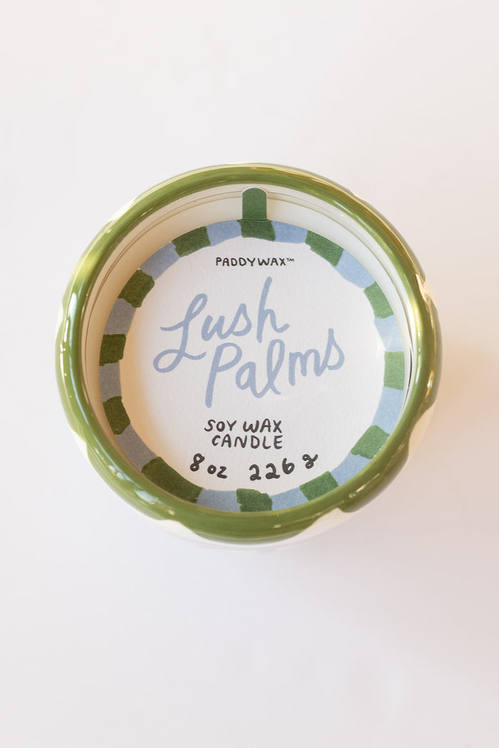 mode, hand painted candle, lush palms