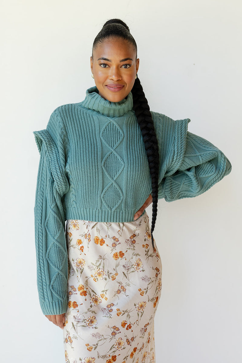 mode, holland high neck knit sweater
