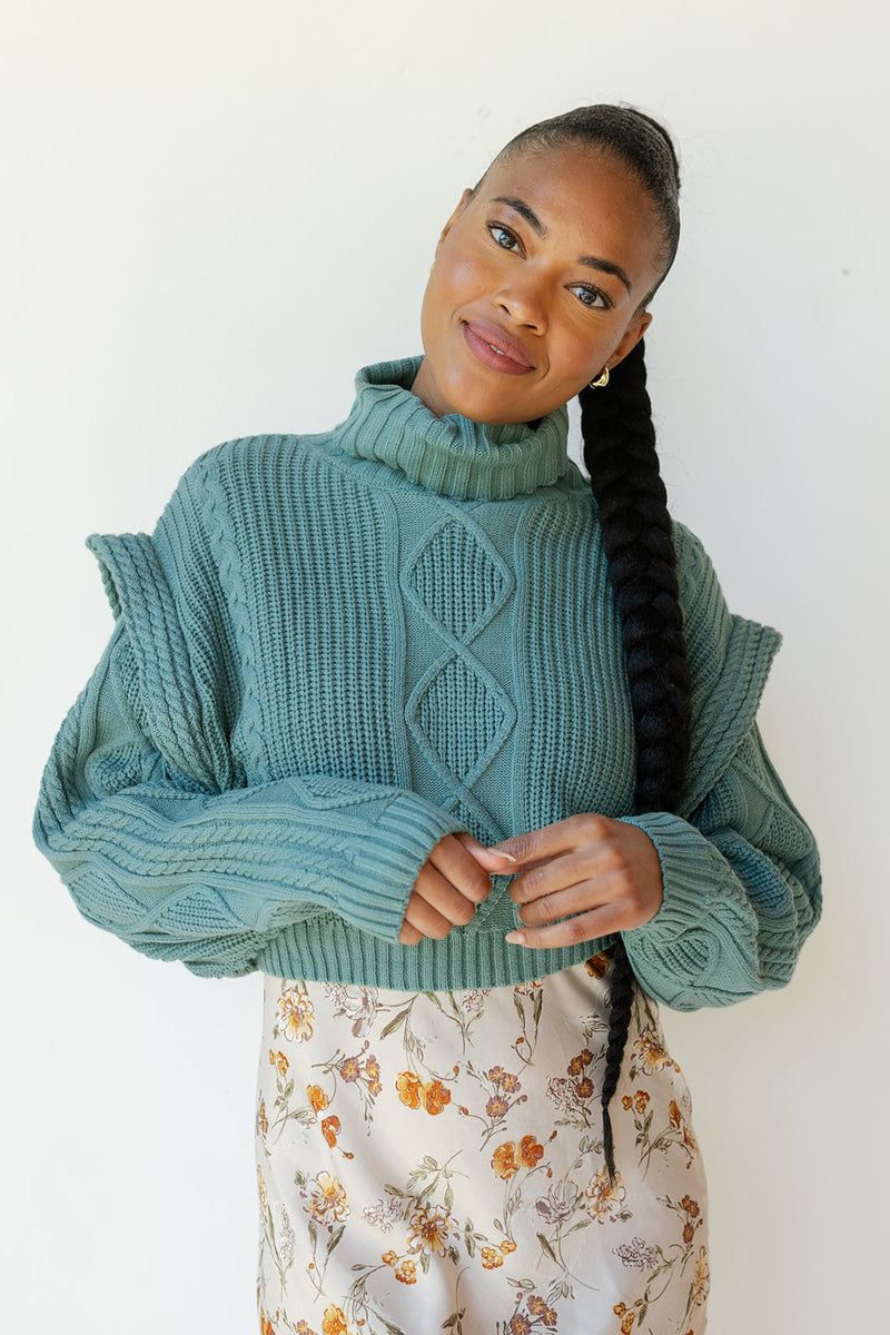 mode, holland high neck knit sweater