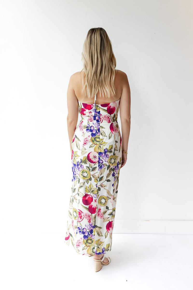 mode, fruit cut-out maxi dress
