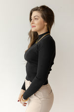 mode, macie mock neck top