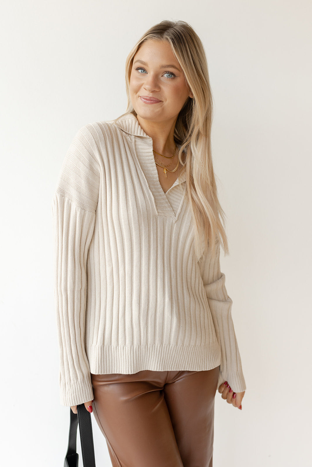 mode, seaside collar knit sweater