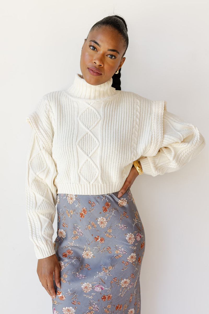 mode, holland high neck knit sweater