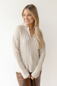 mode, seaside collar knit sweater