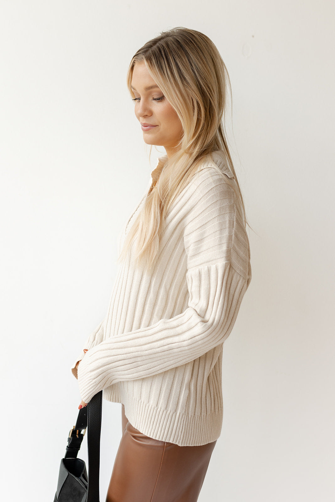 mode, seaside collar knit sweater