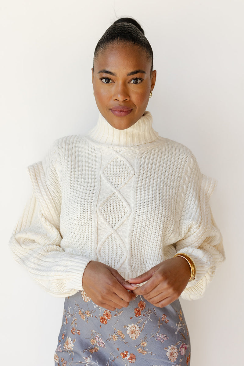mode, holland high neck knit sweater