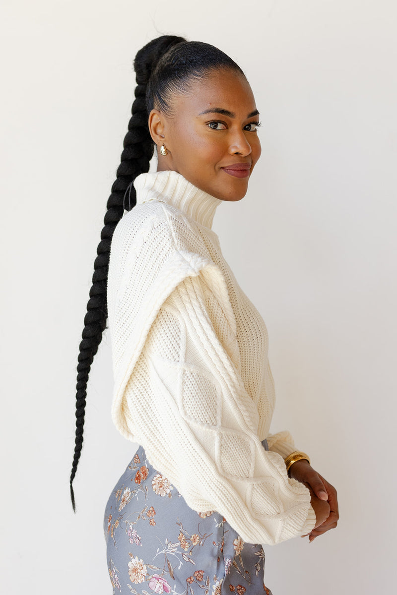 mode, holland high neck knit sweater