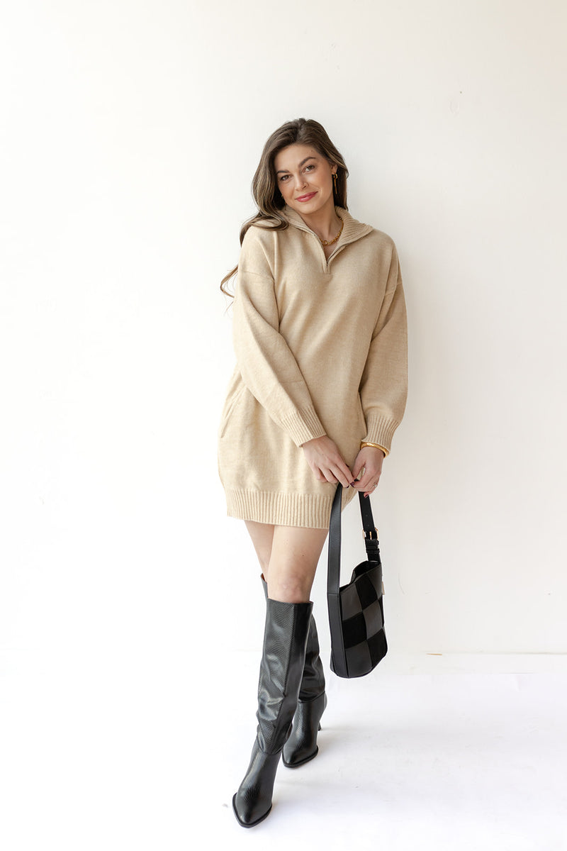 hadleigh half zip sweater dress