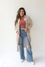 mode, long corduroy jacket